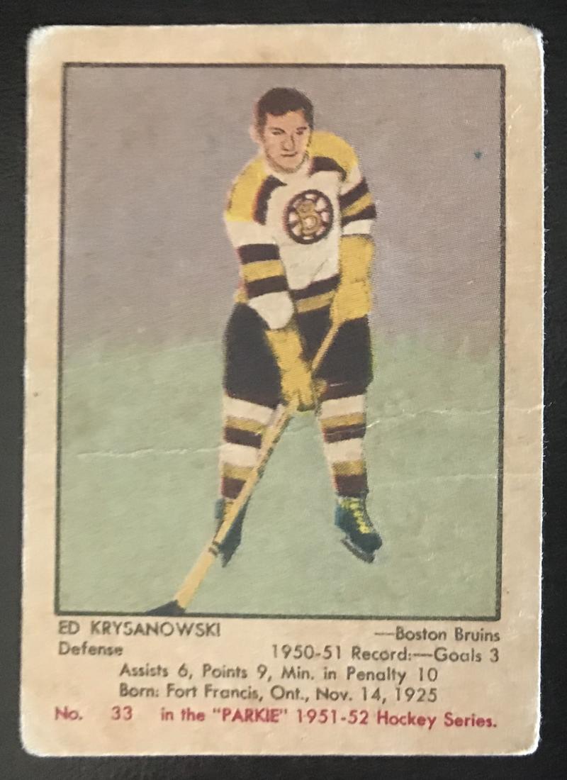 1951-52 Parkhurst #33 Ed Kryzanowski RC Rookie Bruins Vintage Hockey