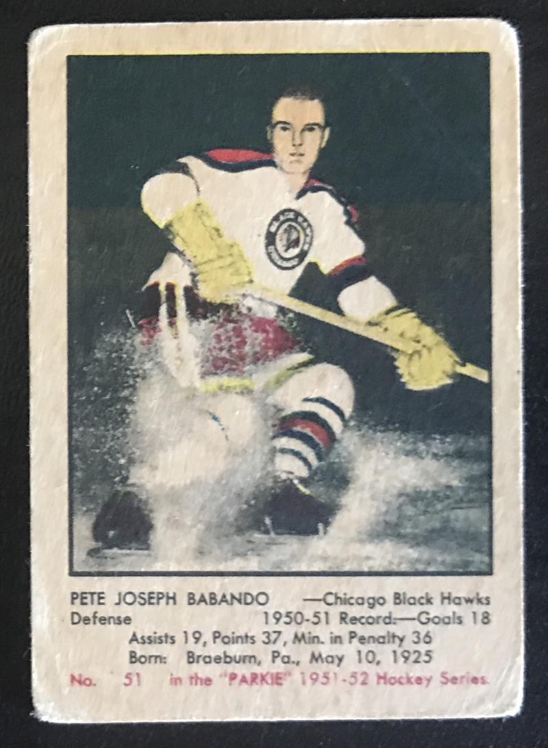 1951-52 Parkhurst #51 Pete Babando RC Rookie Blackhawks Vintage Hockey