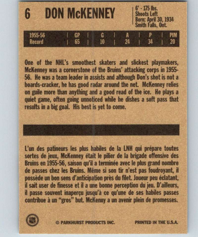 1994-95 Parkhurst Missing Link #6 Don McKenney Bruins NHL Hockey