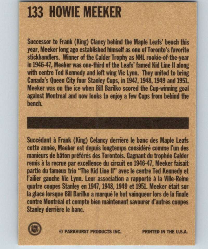1994-95 Parkhurst Missing Link #133 Howie Meeker Maple Leafs NHL Hockey Image 2