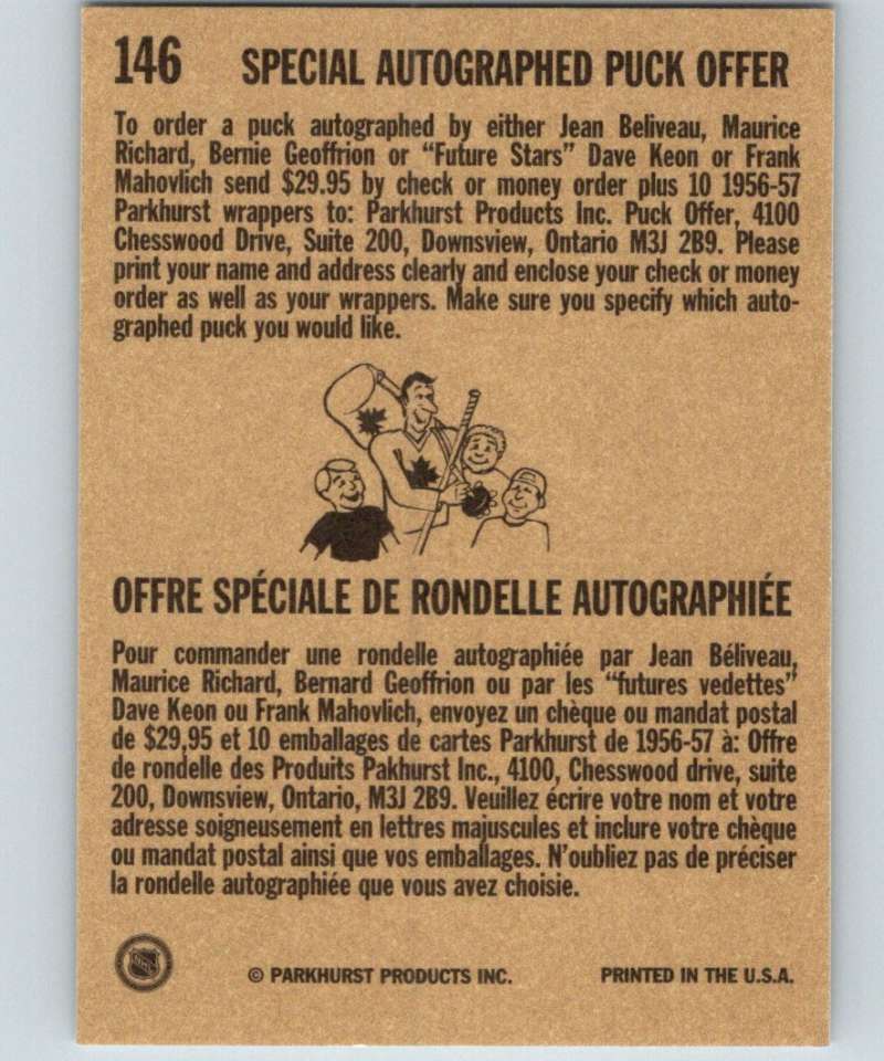 1994-95 Parkhurst Missing Link #146 Bert Olmstead Canadiens AS NHL Hockey