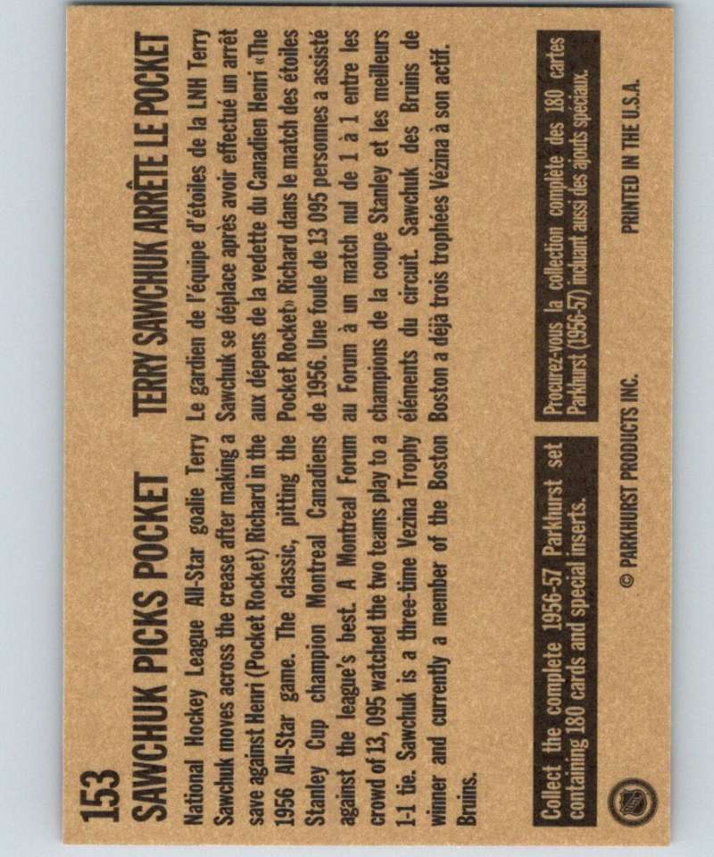 1994-95 Parkhurst Missing Link #153 Sawchuk Picks Pocket NHL Hockey Image 2