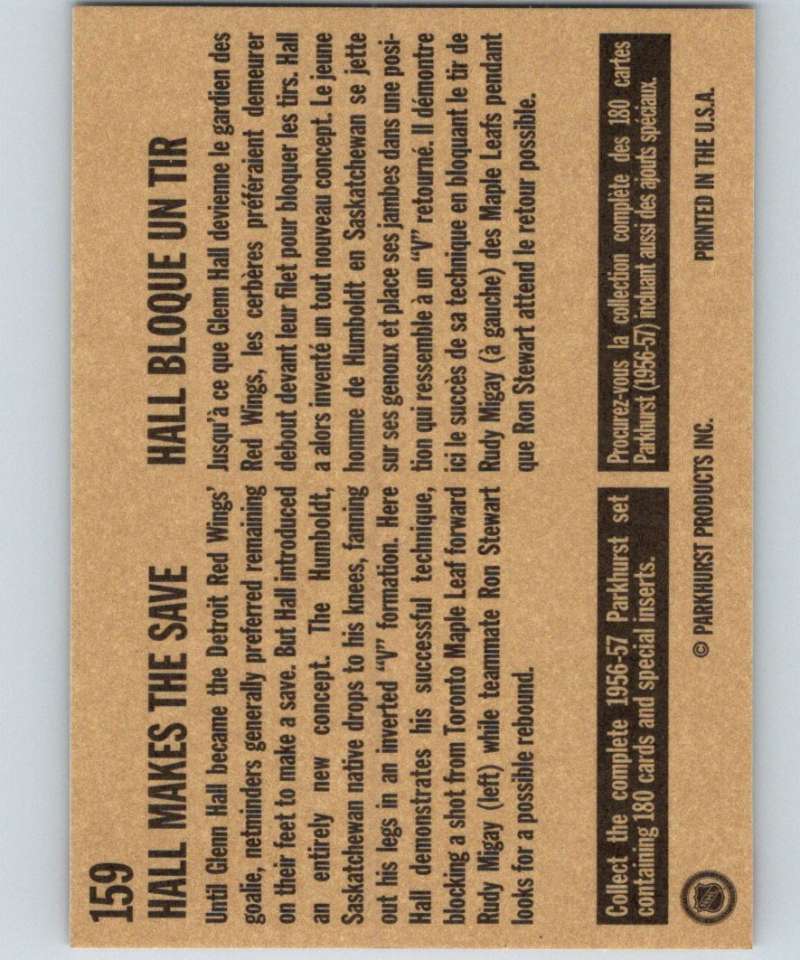 1994-95 Parkhurst Missing Link #159 Hall Makes The Save NHL Hockey Image 2