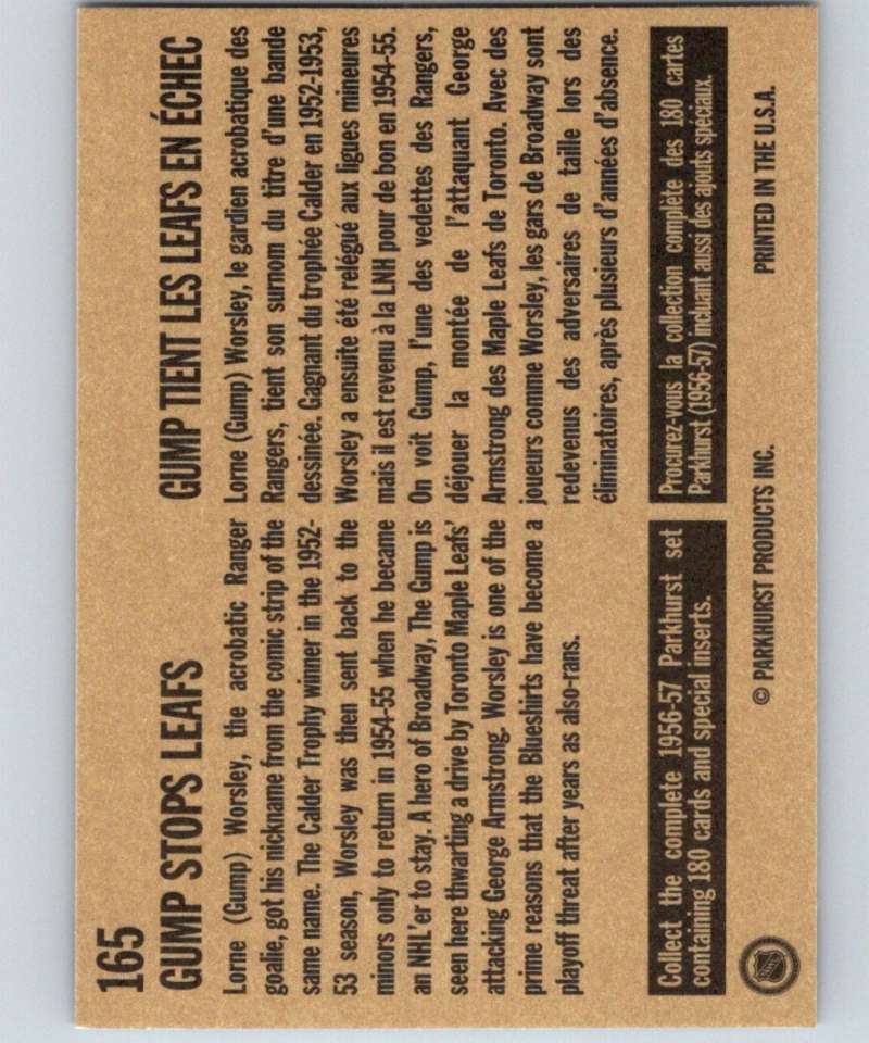 1994-95 Parkhurst Missing Link #165 Gump Stops Leafs NHL Hockey