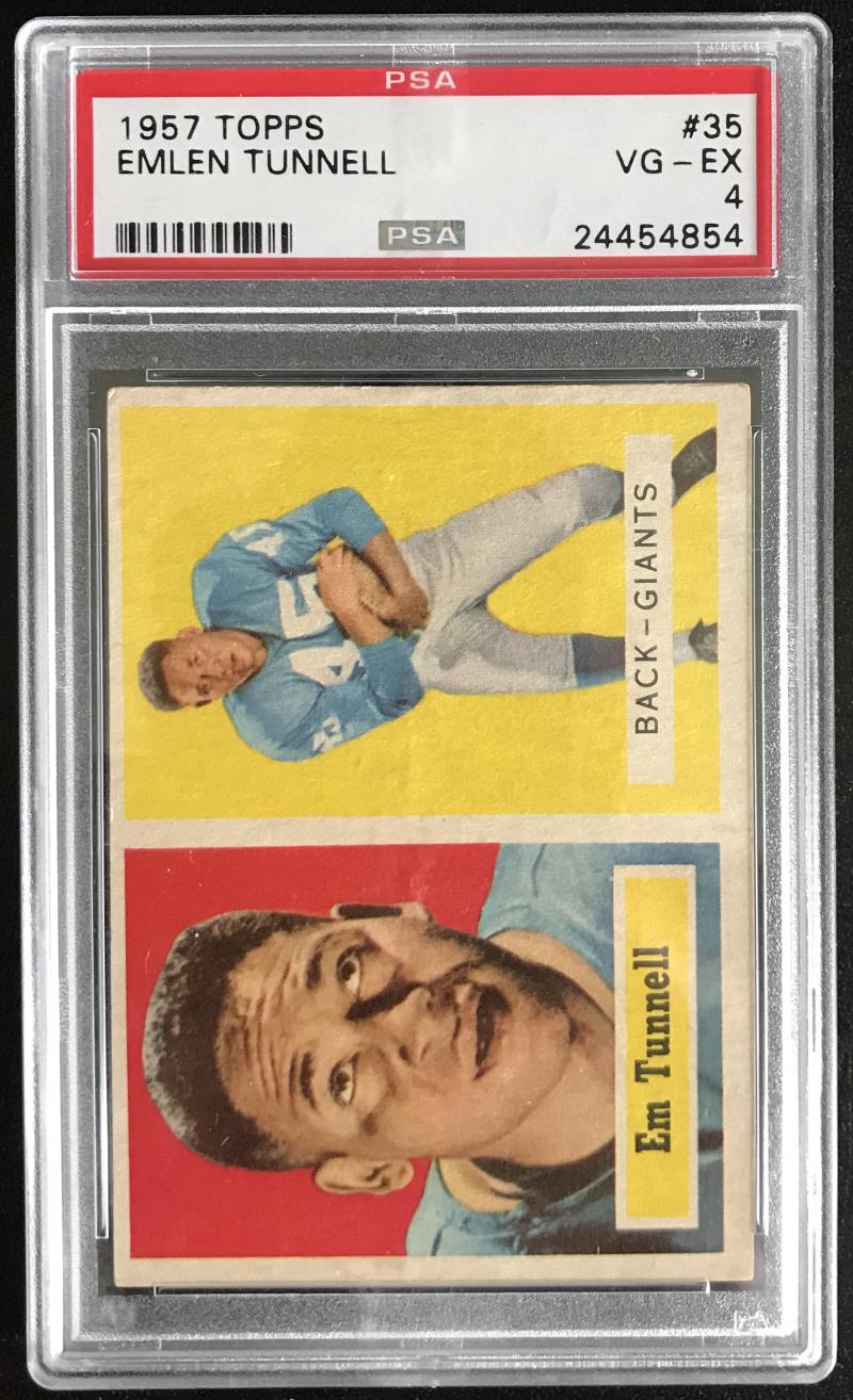 1957 Topps #35 Emlen Tunnell VG/EX Very Good/Excellent Football NFL Eagles PSA 4