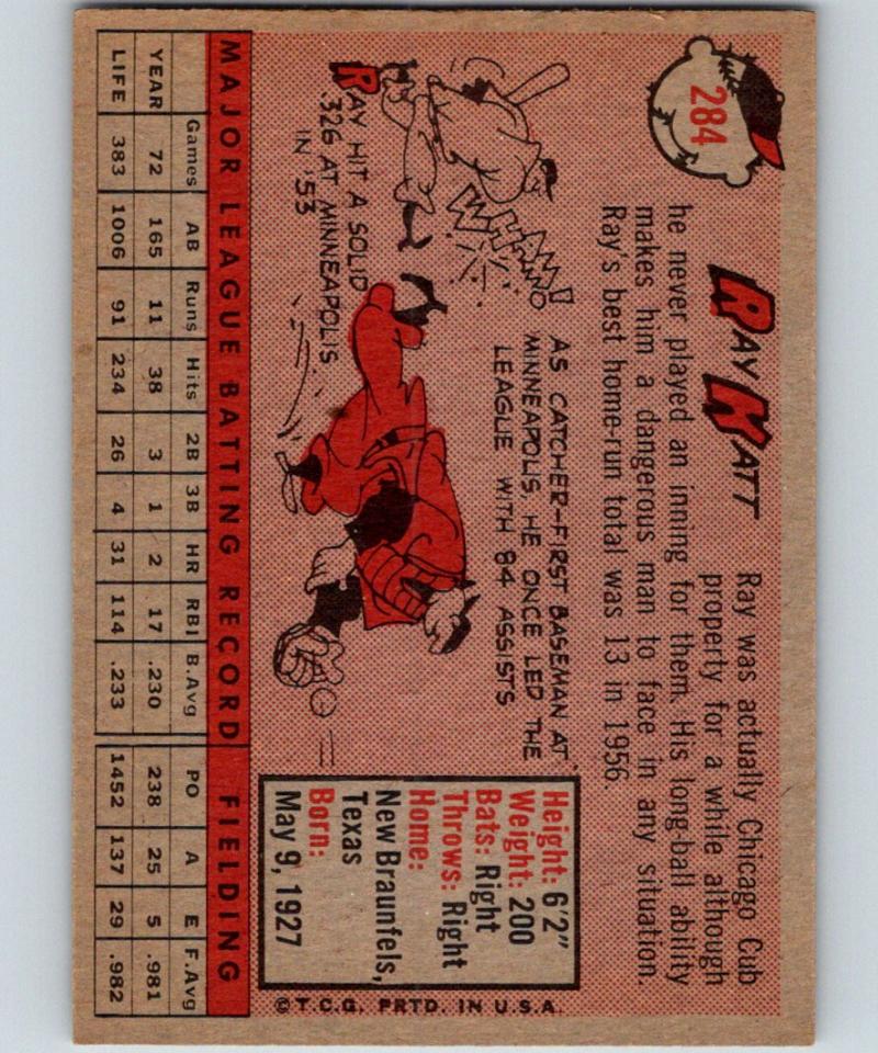 1958 Topps #284 Ray Katt Giants MLB Baseball Vintage