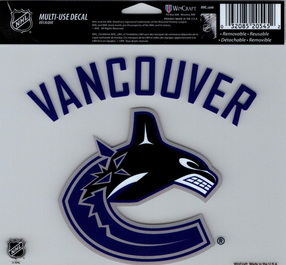 Vancouver Canucks Multi-Use Decal Sticker 5"x6" Clear Back Image 1