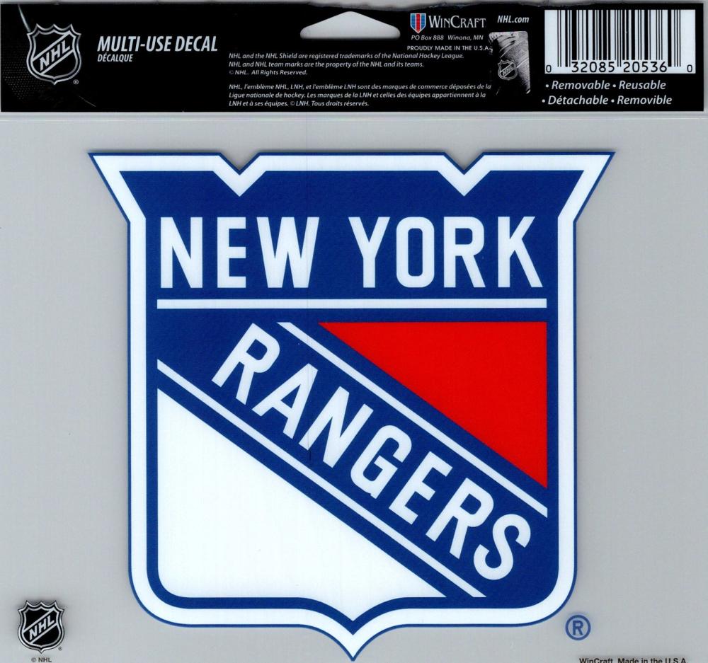 New York Rangers Multi-Use Decal Sticker 5"x6" Clear Back Image 1