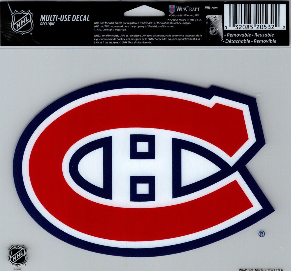 Montreal Canadiens Multi-Use Decal Sticker 5"x6" Clear Back Image 1