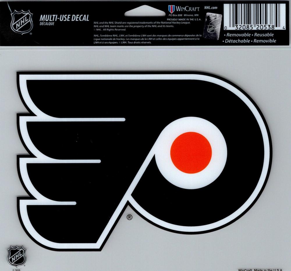 Philadelphia Flyers Multi-Use Decal Sticker 5"x6" Clear Back Image 1