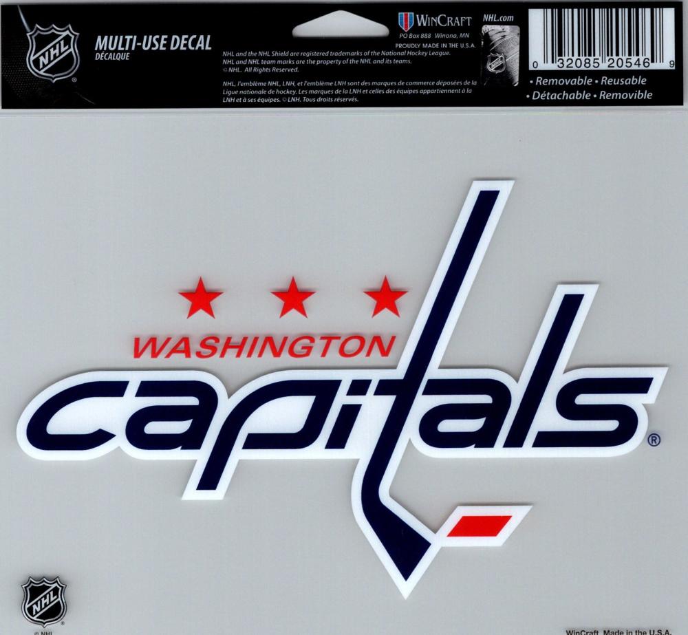 Washington Capitals Multi-Use Decal Sticker 5"x6" Clear Back Image 1