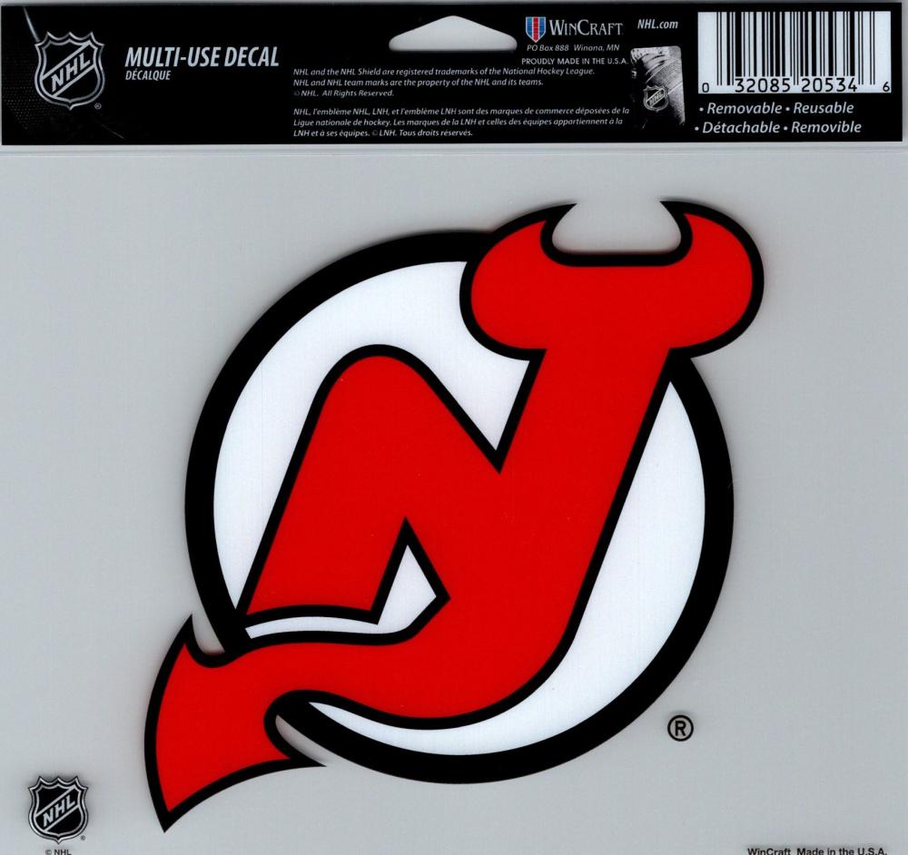New Jersey Devils Multi-Use Decal Sticker 5"x6" Clear Back Image 1