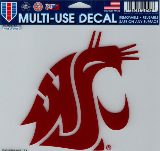 Washington State University Multi-Use Decal Sticker 5"x6" Clear Back
