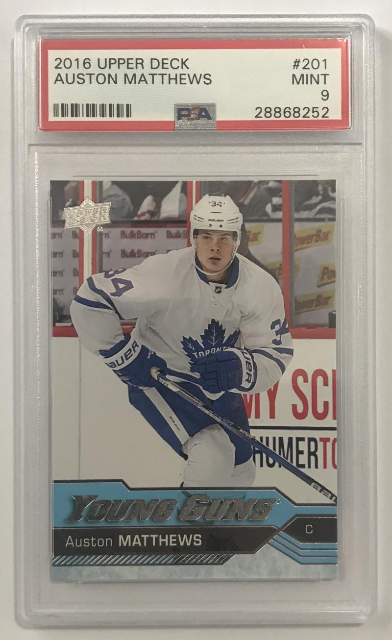2016-17 Upper Deck #201 Auston Matthews PSA 9 MINT Rookie RC YG Young Guns Leafs