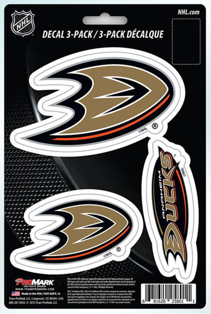 Anaheim Ducks 8" x 5.25" Die-Cut Premium Vinyl Decal Sheet Set of 3 Image 1