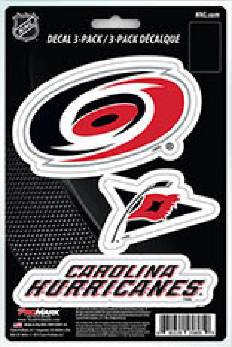 Carolina Hurricanes 8" x 5.25" Die-Cut Premium Vinyl Decal Sheet Set of 3 Image 1