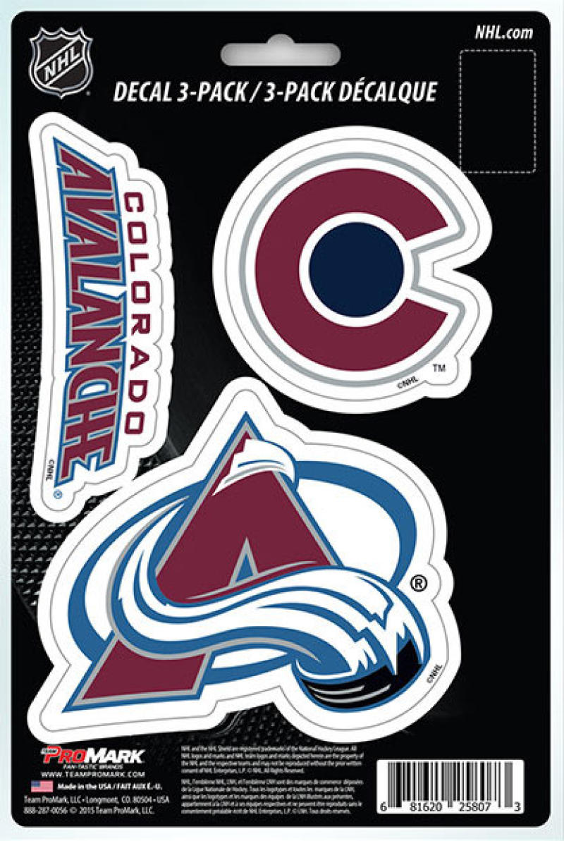 Colorado Avalanche 8" x 5.25" Die-Cut Premium Vinyl Decal Sheet Set of 3