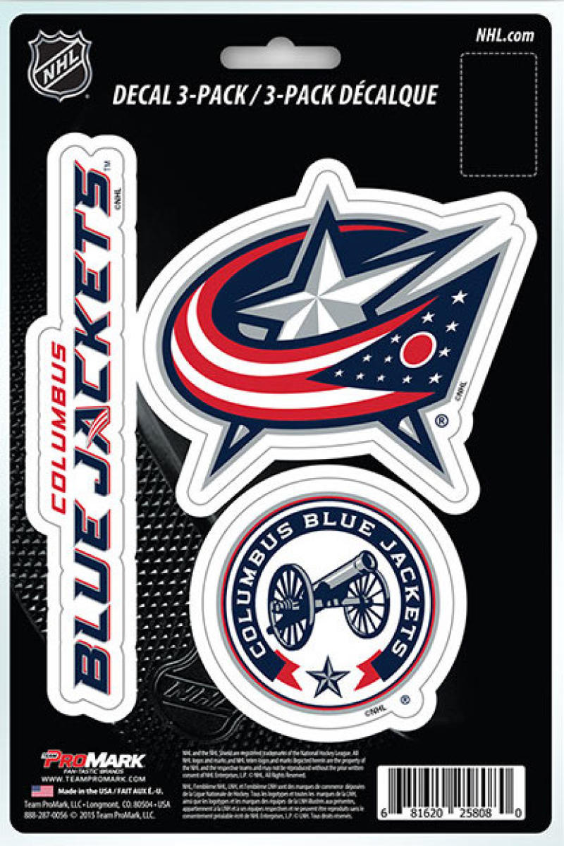 Columbus Blue Jackets 8" x 5.25" Die-Cut Premium Vinyl Decal Sheet Set of 3 Image 1