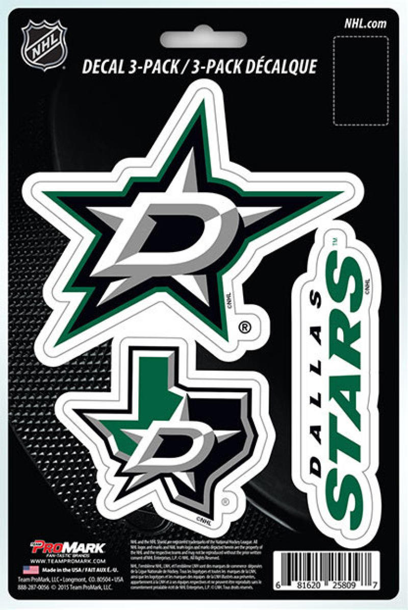 Dallas Stars 8" x 5.25" Die-Cut Premium Vinyl Decal Sheet Set of 3 Image 1