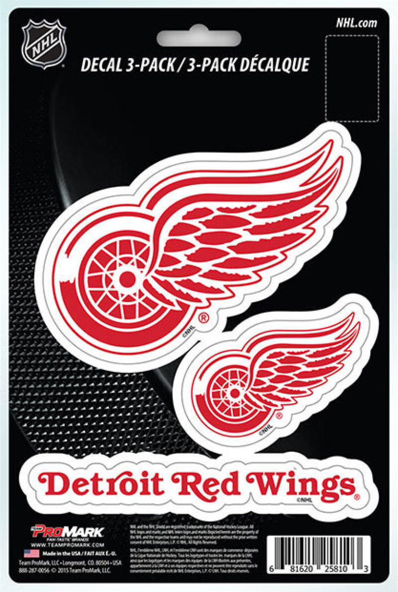 Detroit Red Wings 8" x 5.25" Die-Cut Premium Vinyl Decal Sheet Set of 3 Image 1