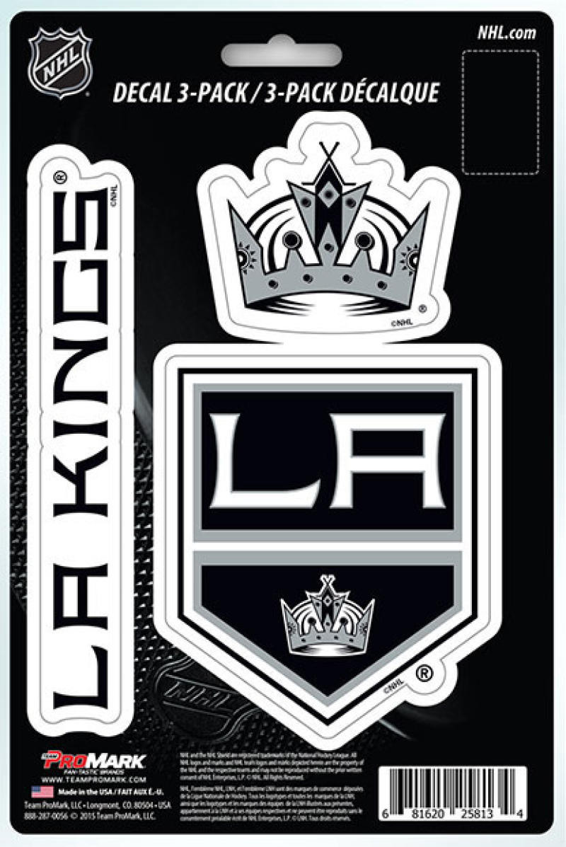 Los Angeles Kings 8" x 5.25" Die-Cut Premium Vinyl Decal Sheet Set of 3 Image 1