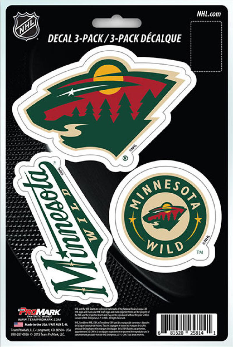 Minnesota Wild 8" x 5.25" Die-Cut Premium Vinyl Decal Sheet Set of 3 Image 1