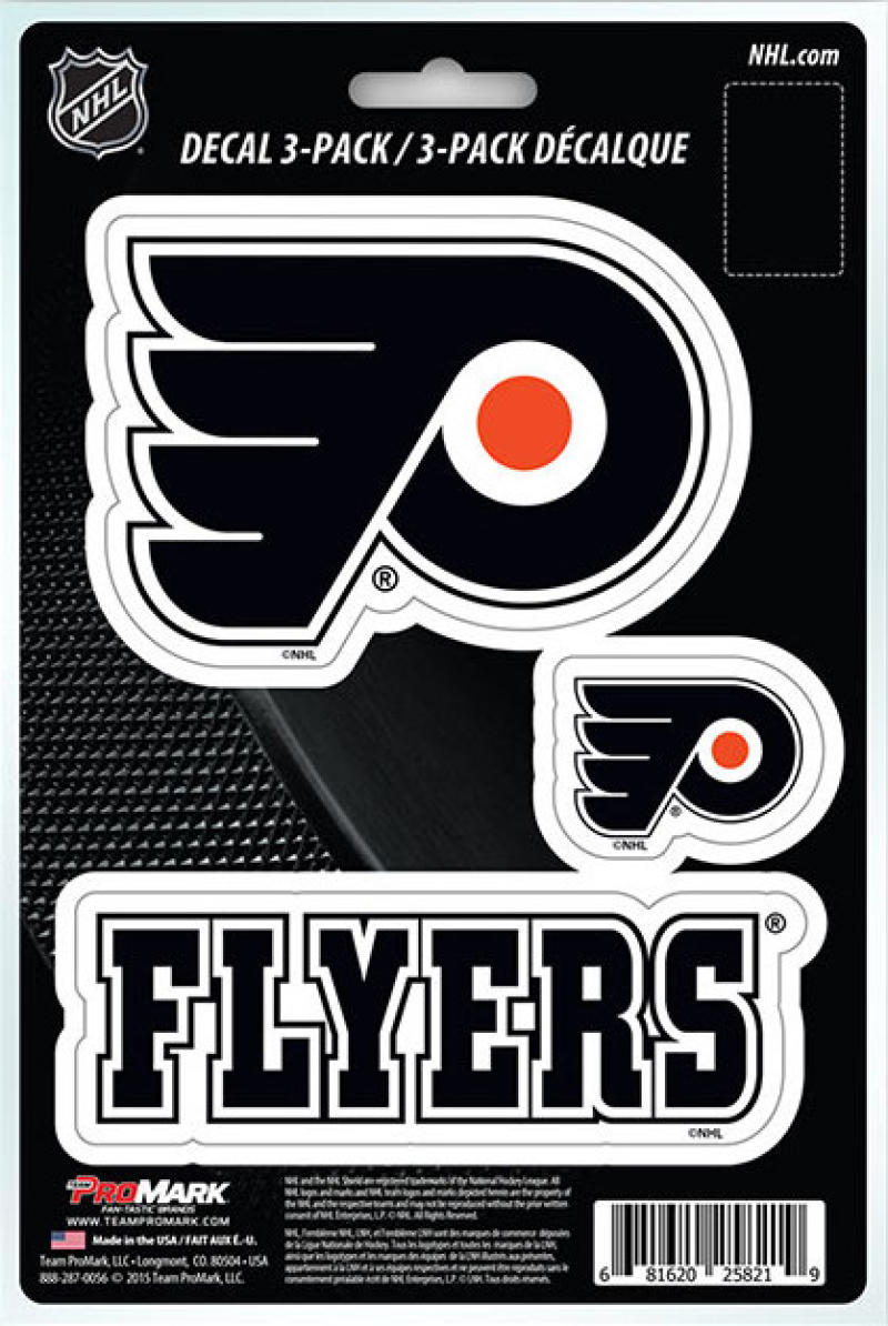 Philadelphia Flyers 8" x 5.25" Die-Cut Premium Vinyl Decal Sheet Set of 3 Image 1