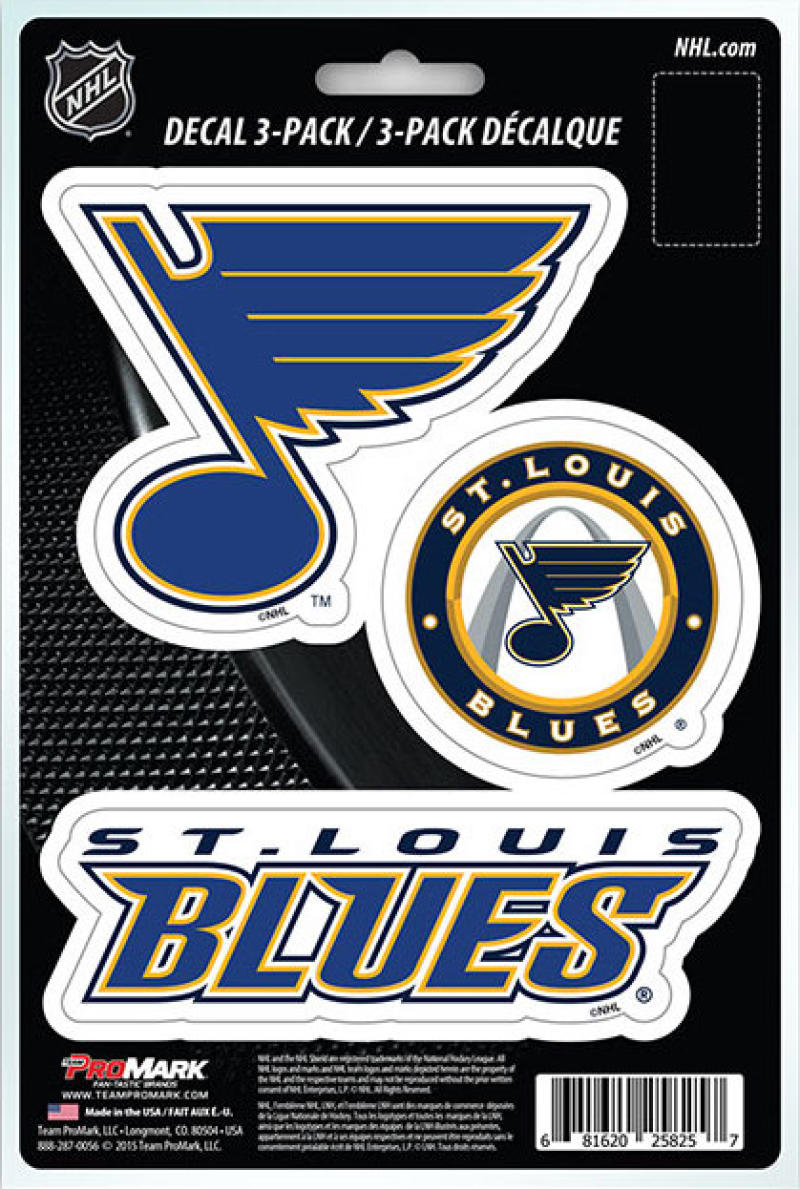 St. Louis Blues 8" x 5.25" Die-Cut Premium Vinyl Decal Sheet Set of 3