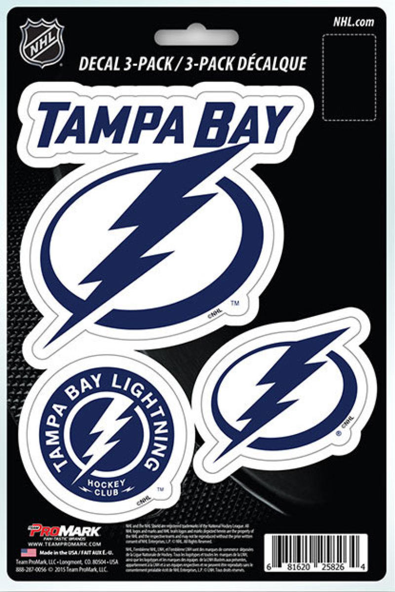 Tampa Bay Lightning 8" x 5.25" Die-Cut Premium Vinyl Decal Sheet Set of 3 Image 1