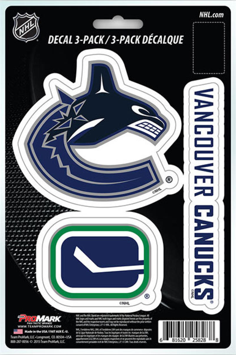 Vancouver Canucks 8" x 5.25" Die-Cut Premium Vinyl Decal Sheet Set of 3 Image 1