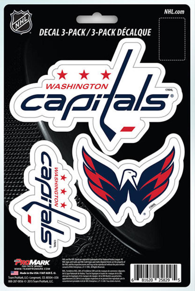 Washington Capitals 8" x 5.25" Die-Cut Premium Vinyl Decal Sheet Set of 3 Image 1