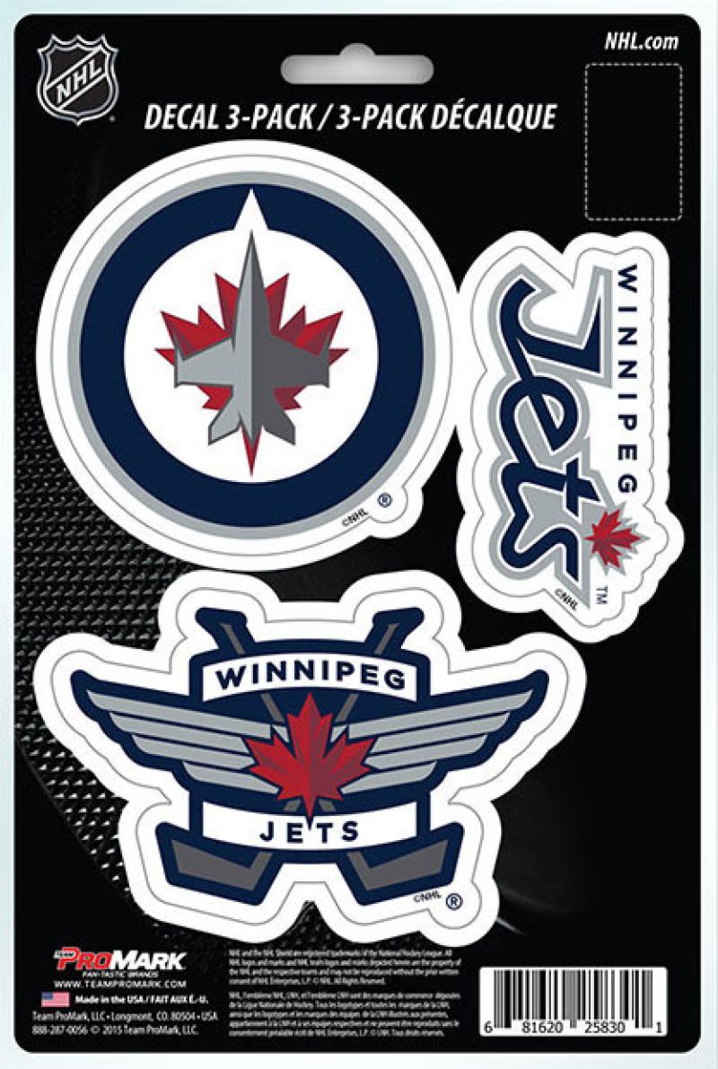 Winnipeg Jets 8" x 5.25" Die-Cut Premium Vinyl Decal Sheet Set of 3 Image 1