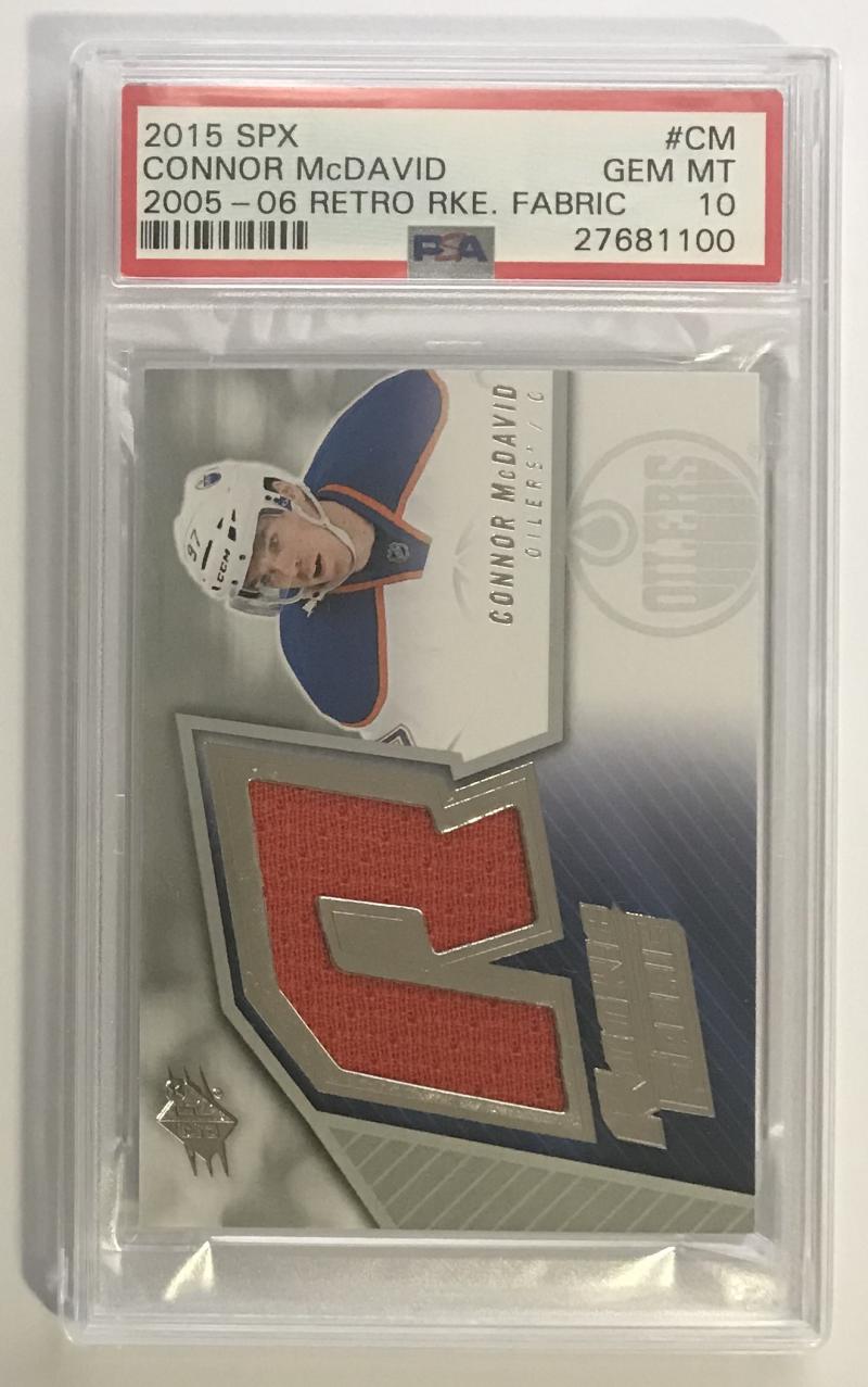 2015-16 Upper Deck SPX Retro Rookie Fabrics Connor McDavid RC PSA 10 GEM MINT