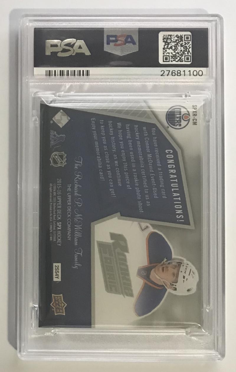 2015-16 Upper Deck SPX Retro Rookie Fabrics Connor McDavid RC PSA 10 GEM MINT