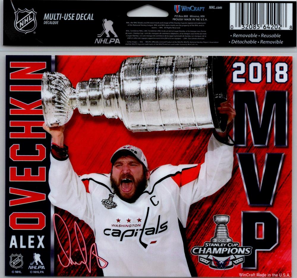 Alex Ovechkin 2018 MVP Multi-Use Decal Sticker 5"x6" Clear Back