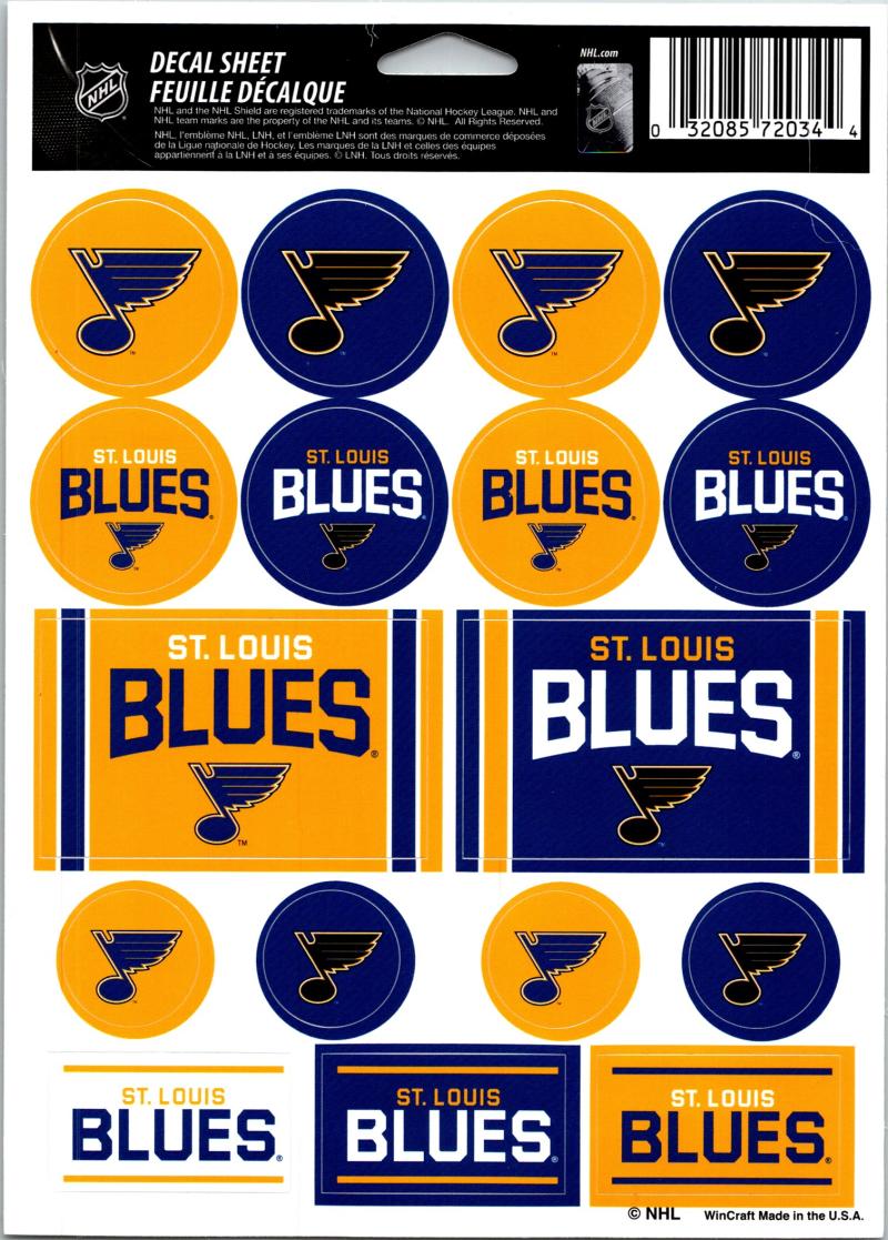 (HCW) St. Louis Blues Vinyl Sticker Sheet 5"x7" Decals NHL Licensed Authentic Image 1