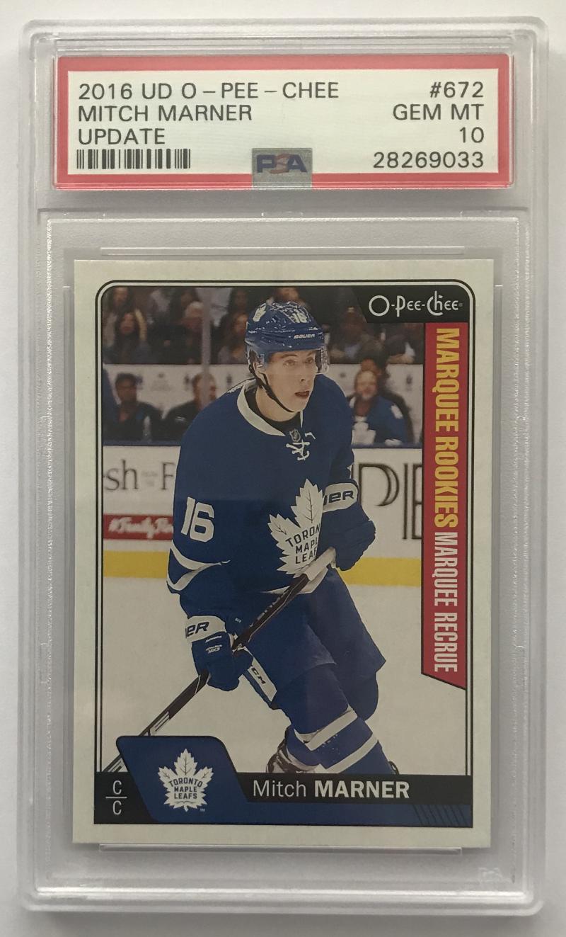 2016-17 Upper Deck O-Pee-Chee Rookies #672 Mitch Marner RC Leafs PSA 10