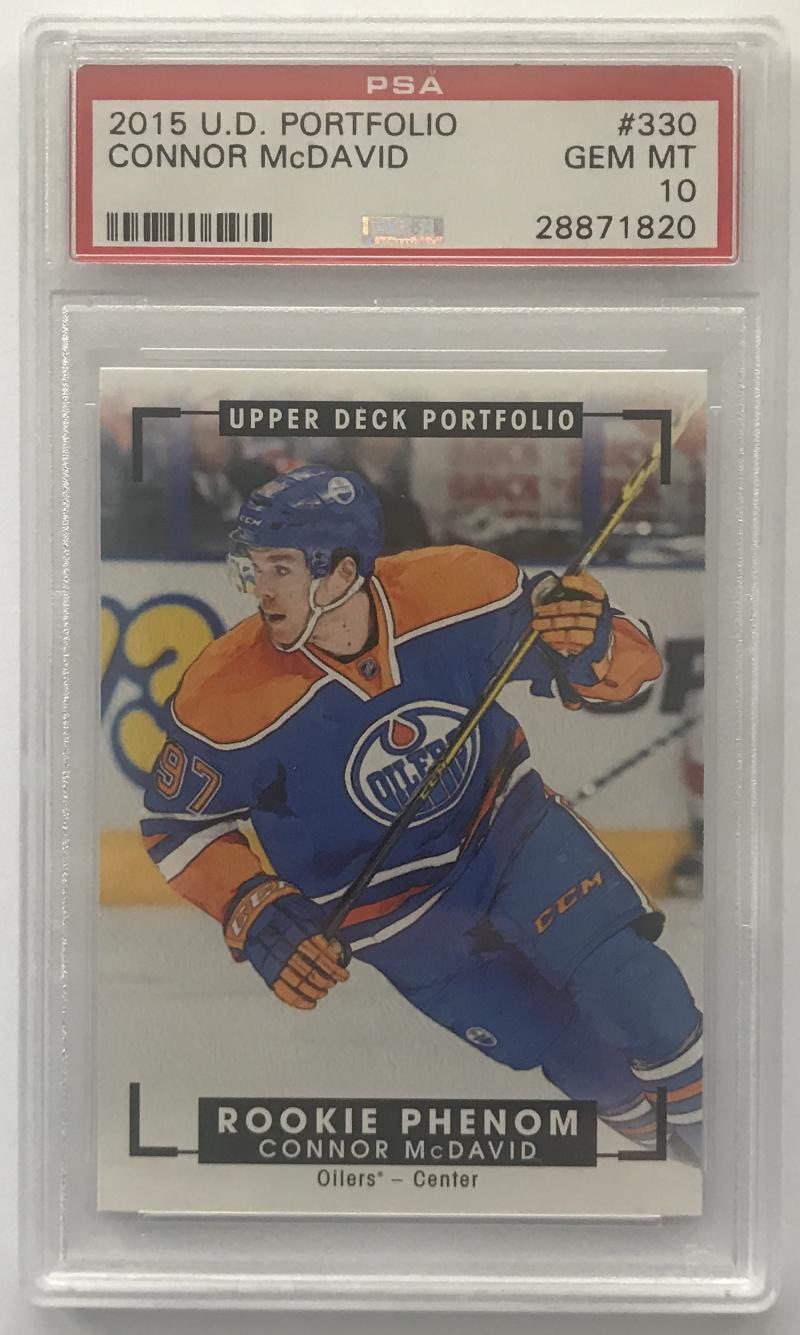 2015-16 Upper Deck Portfolio #330 Connor McDavid PSA 10 GEM MINT RC Rookie -1820