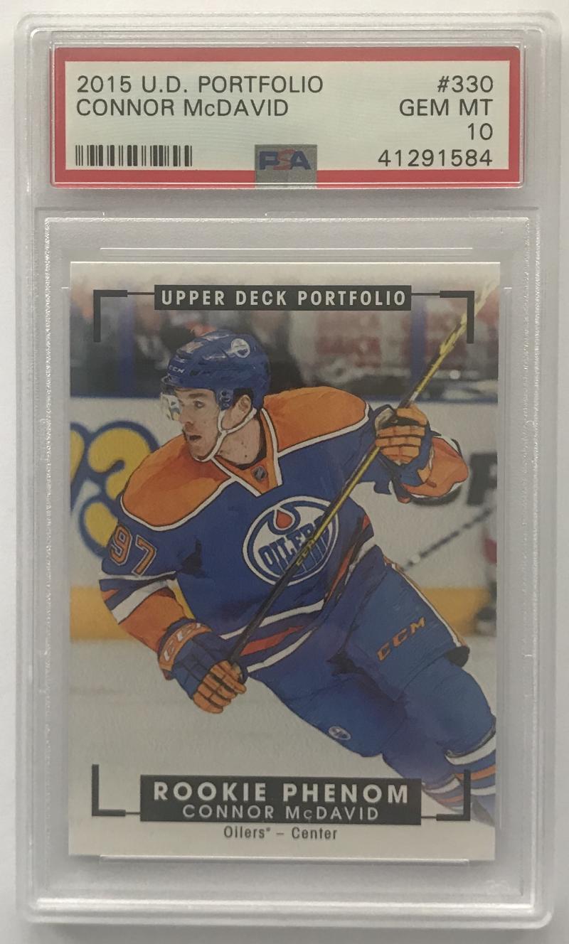 2015-16 Upper Deck Portfolio #330 Connor McDavid PSA 10 GEM MINT RC Rookie -1584