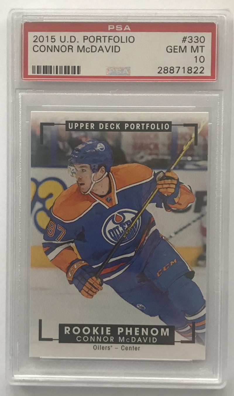 2015-16 Upper Deck Portfolio #330 Connor McDavid PSA 10 GEM MINT RC Rookie -1822