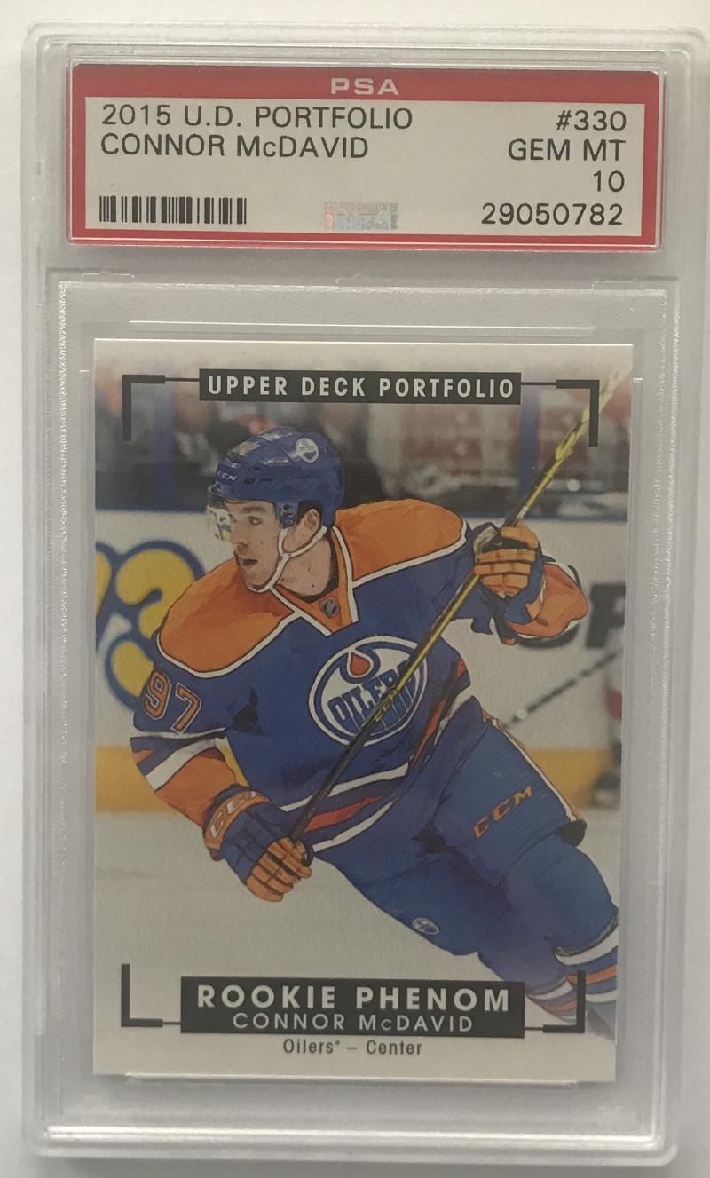 2015-16 Upper Deck Portfolio #330 Connor McDavid PSA 10 GEM MINT RC Rookie -0782