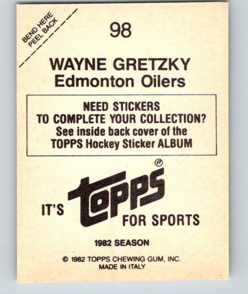 1982-83 Topps Stickers #98 Wayne Gretzky NHL Hockey 06903