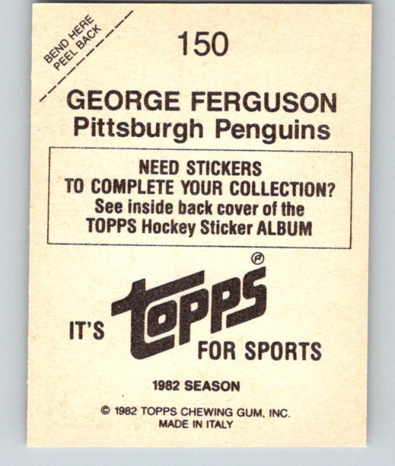 1982-83 Topps Stickers #150 George Ferguson NHL Hockey 06911 Image 2