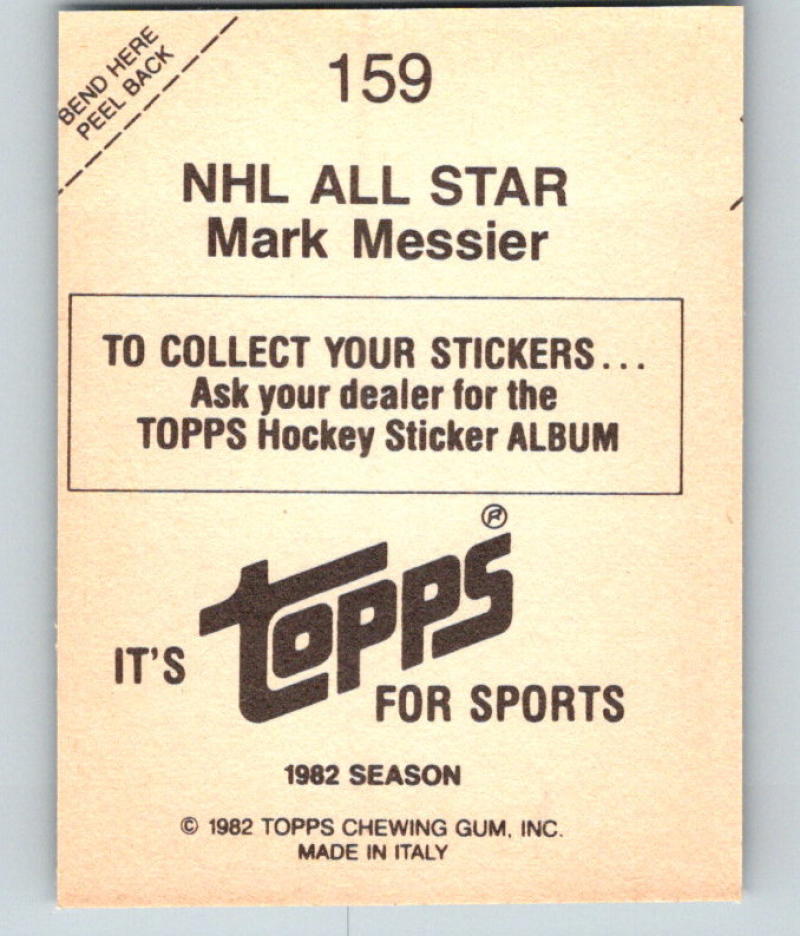 1982-83 Topps Stickers #159 Mark Messier AS FOIL NHL Hockey 06914