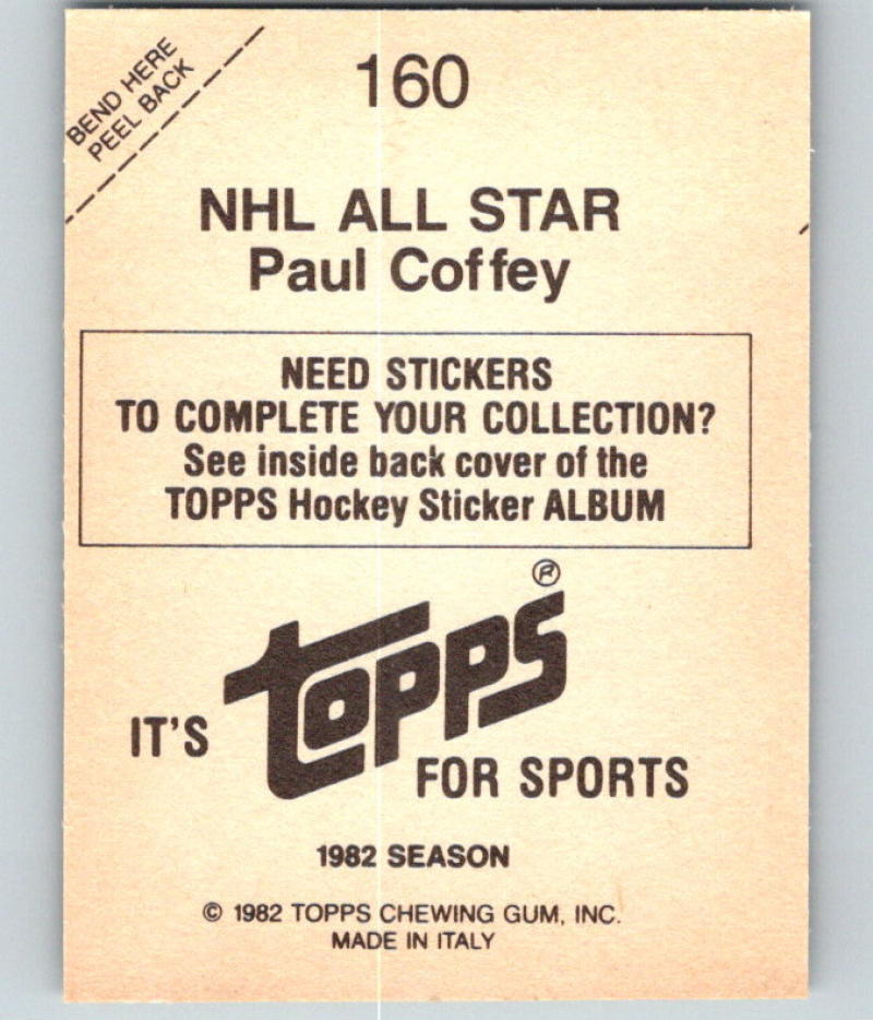 1982-83 Topps Stickers #160 Paul Coffey AS FOIL NHL Hockey 06915