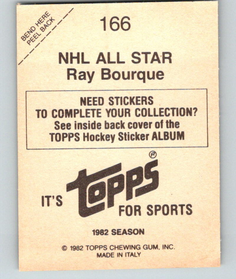1982-83 Topps Stickers #166 Ray Bourque AS FOIL NHL Hockey 06917
