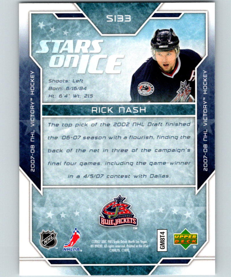 2007-08 Upper Deck Victory Stars on Ice #SI33 Rick Nash MINT Columbus 05259 Image 2