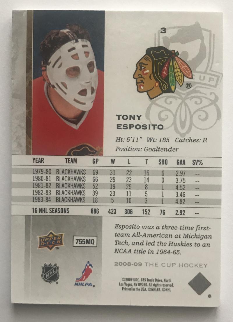 2008-09 Upper Deck The Cup #3 Tony Esposito 15/249 NHL Hockey 06981