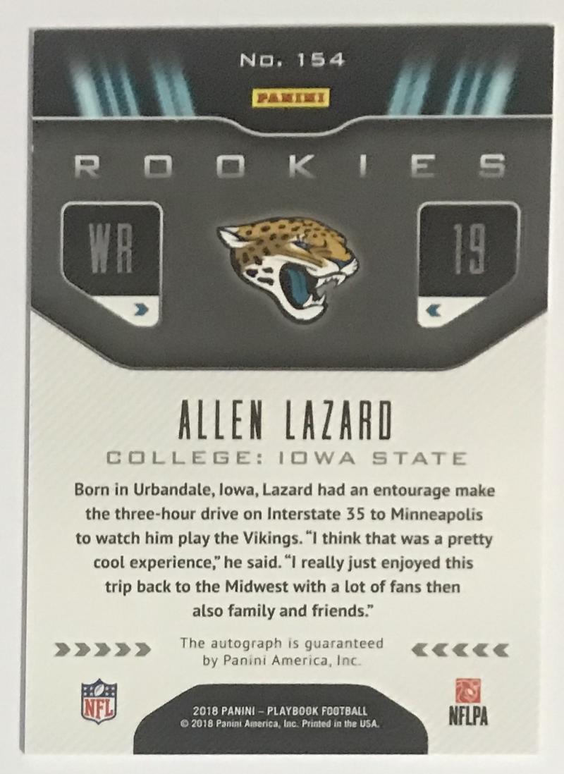 2018 Panini Playbook Signatures Platinum Allen Lazard Rookie 33/49 Auto 06828