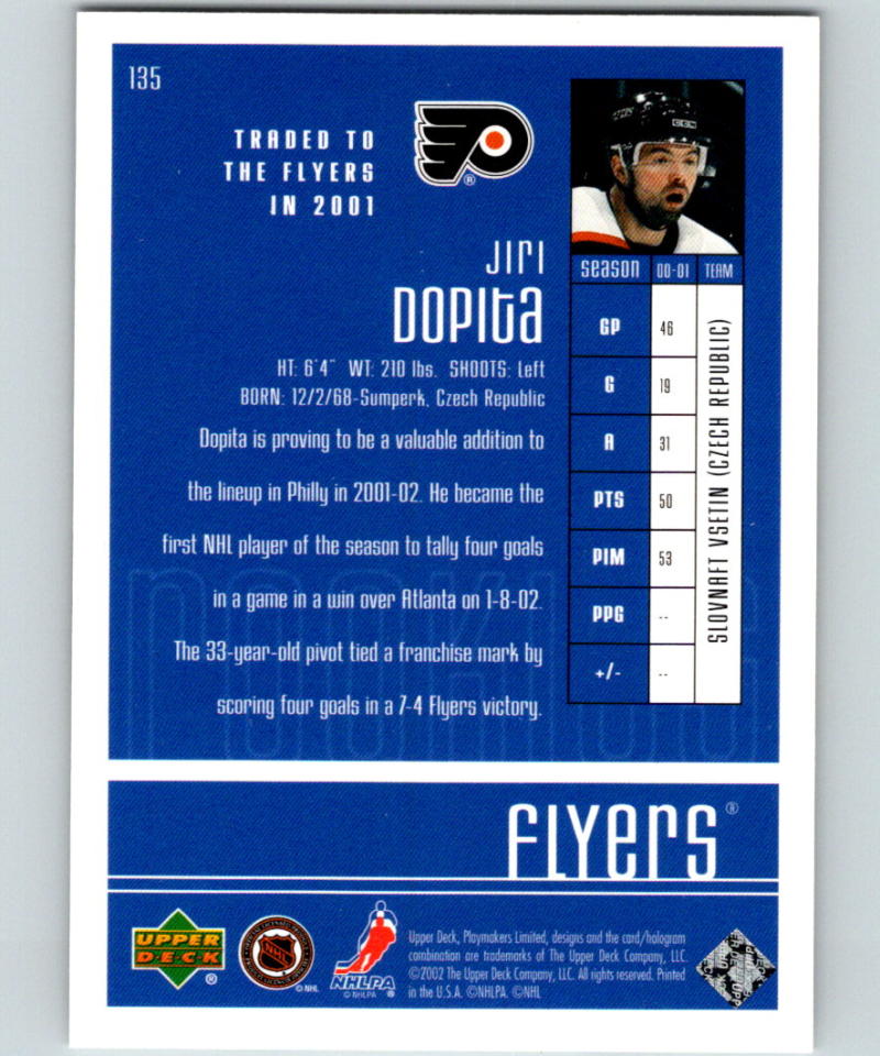 2001-02 UD Playmakers #135 Jiri Dopita MINT RC Rookie 07023